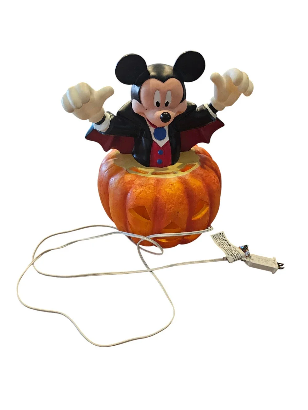 VINTAGE 1996 DISNEY VAMPIRE DRACULA MICKEY MOUSE PUMPKIN JACK-O-LANTERN LIGHTED